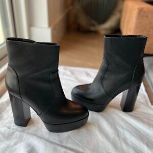 Paige Maren Black Leather Platform Booties - Size 6